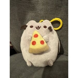 Pusheen Snackable PIZZA Cat Plush Stuffed Animal Backpack Clip, Gray, 5"